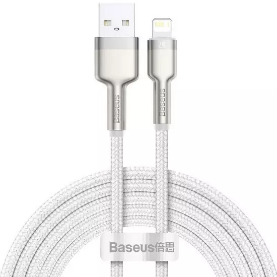 کابل ۲ متری USB به Lightning بیسوس مدل Baseus Cafule Series Data Cable CALJK-B02 رنگ سفید