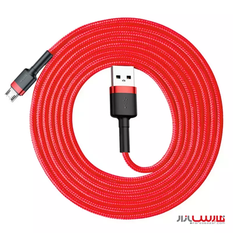 کابل ۱ متری USB به microUSB بیسوس مدل Baseus Cafule Cable CAMKLF-B09 رنگ قرمز